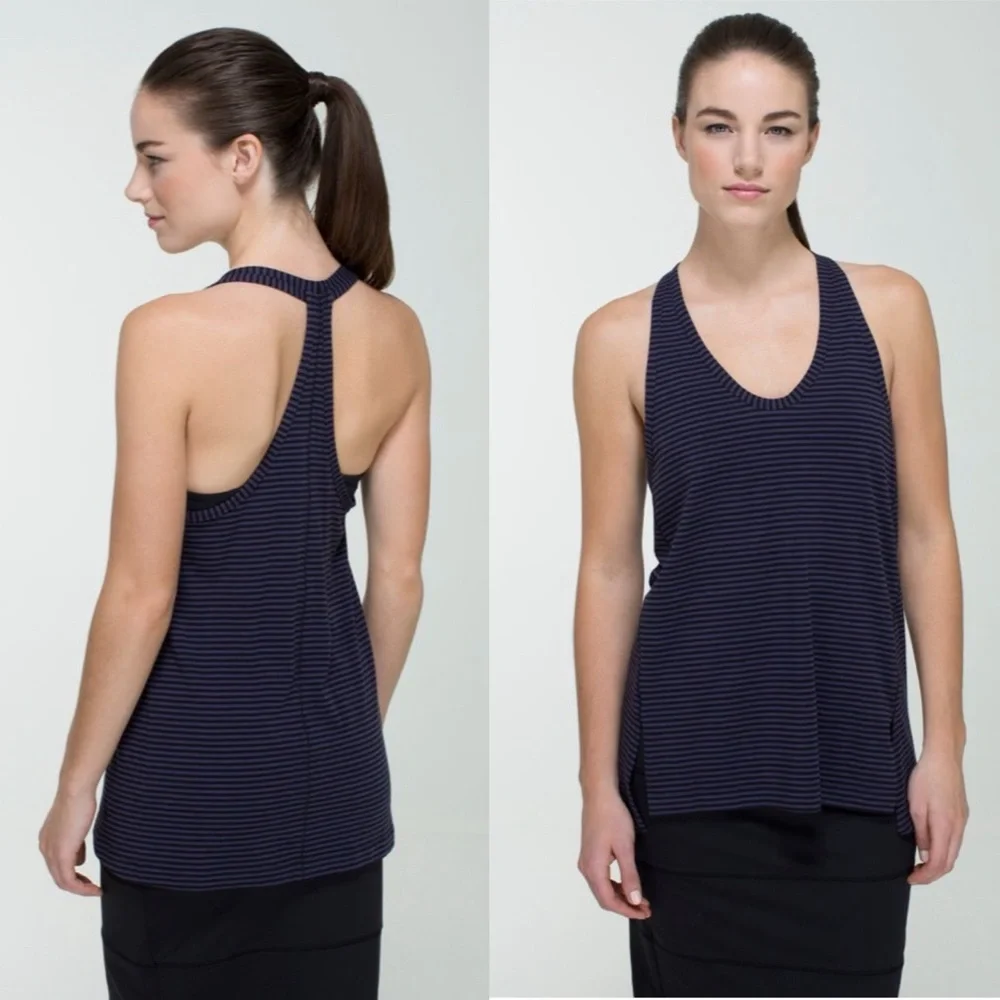 lululemon Mountain Tank Stripe Cadet‎ Purple Black